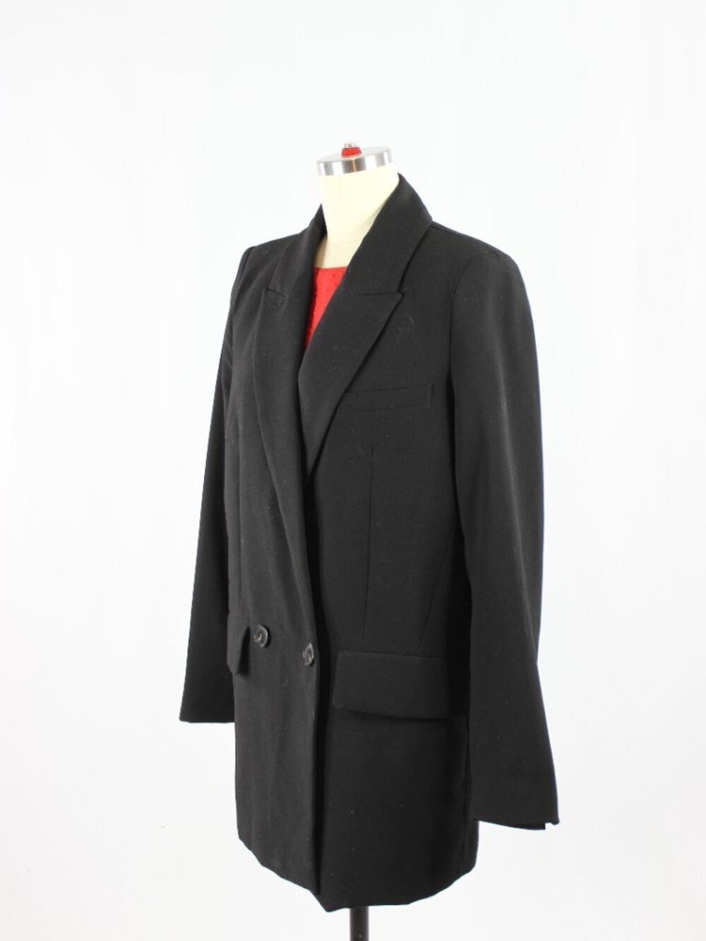 ZARA Black Crepe Double Breasted Oversized Cocoon Blazer Suit Jacket, Size M - Picture 4 of 12